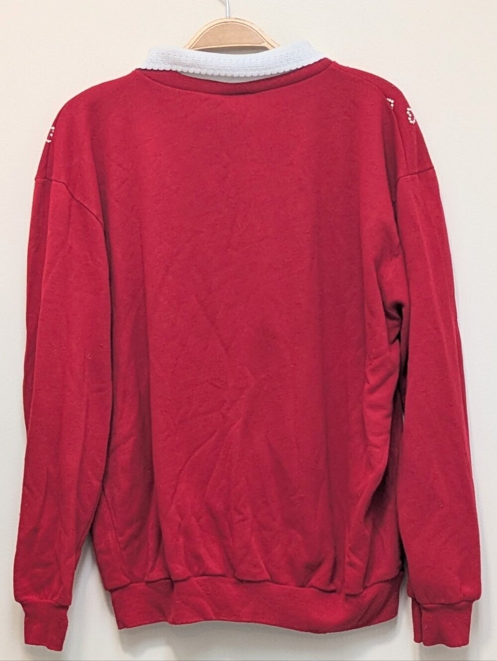 Vintage Nutcracker Red Christmas Teddy Bear Collared Grandma Sweatshirt Medium - Picture 2 of 7
